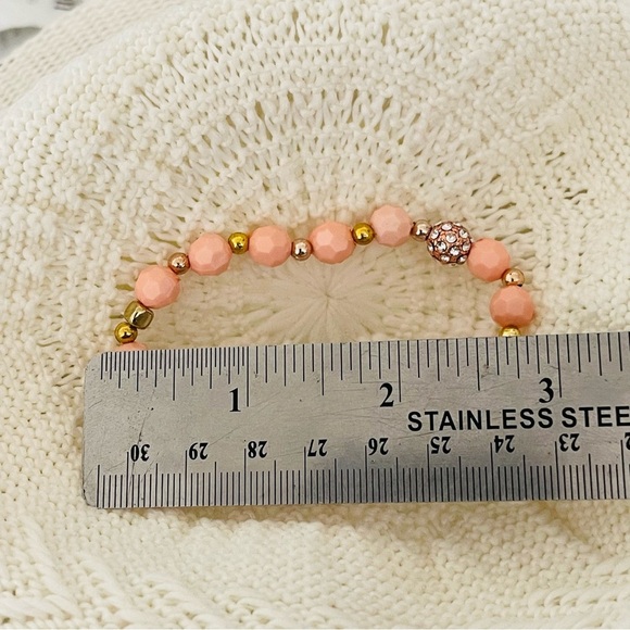 Bundle 2 Handmade Stretch Bracelets Pink peach - Picture 2 of 6
